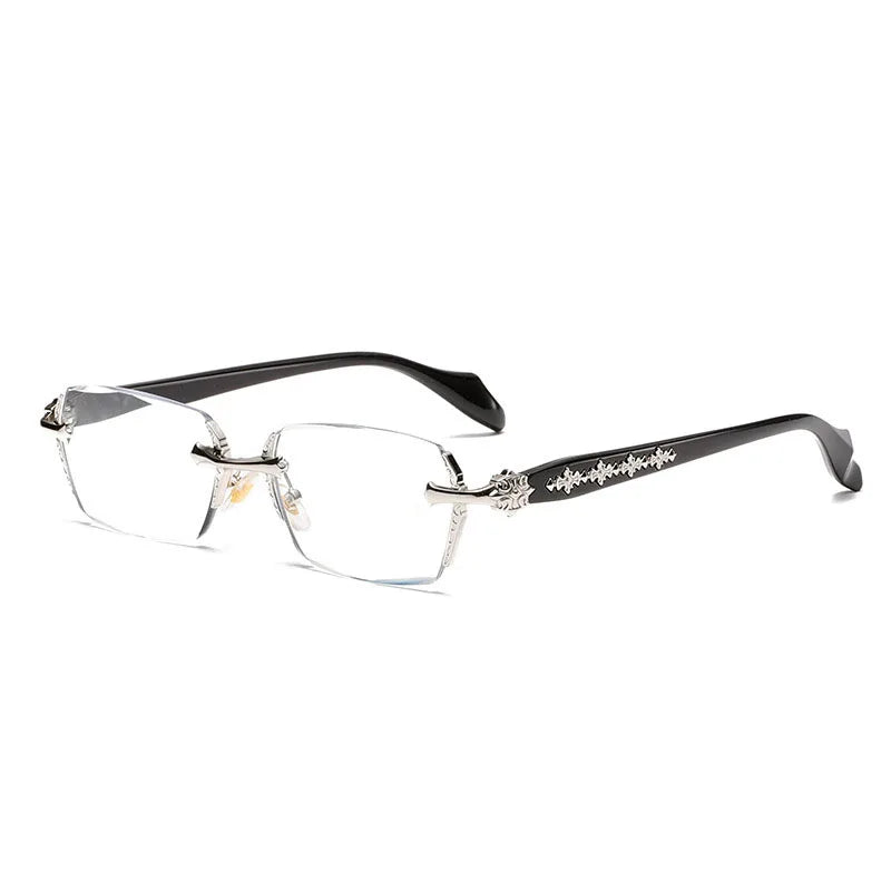 Unisex Square Frameless Metal Reading Glasses Business-Style for Clear Vision Comfortable Lightweight Design