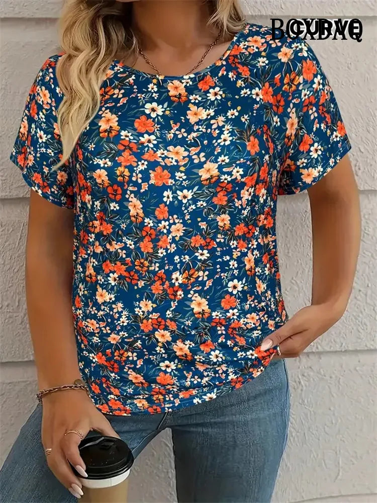 Tie Dye Striped Print T Shirt For Women 2025 Summer Clothes Fashion Round Neck Loose Short Sleeve Tee Shirt Plus Size Casual Top