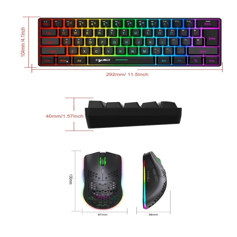 Wireless keyboard mouse combo Bluetooth key board  60% kit 2.4Ghz computer white Gamer keyboards Mice combos set teclado pc