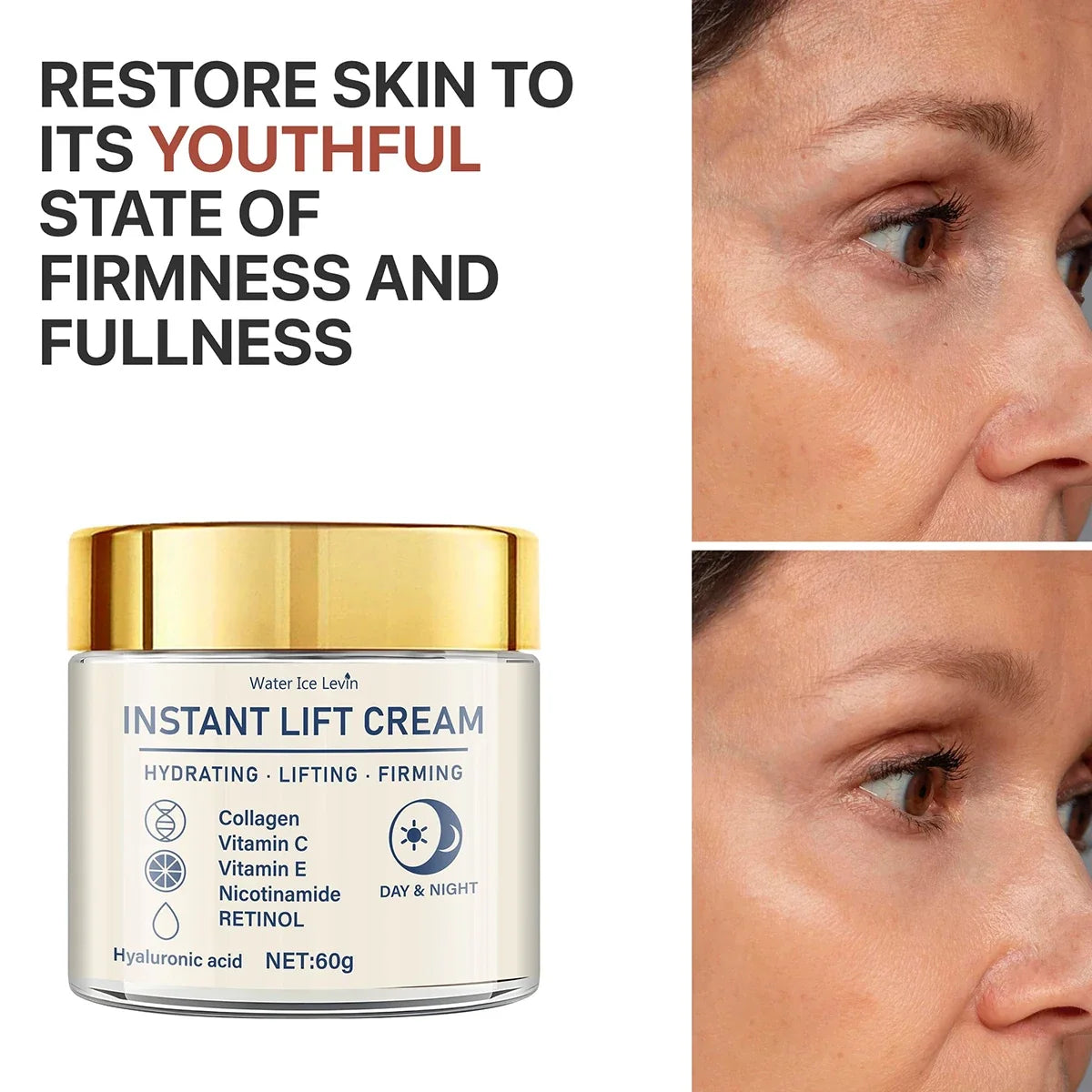 60g Firming Face Cream Collagen Moisturizer with Hyaluronic Acid, Niacinamide,Retinol, Moisturizing Firming Tightening Skincare