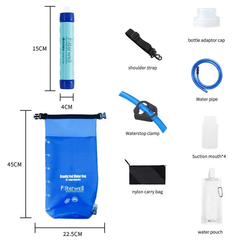 Bolsa de agua con pajita filtradora Filterwell de 6L