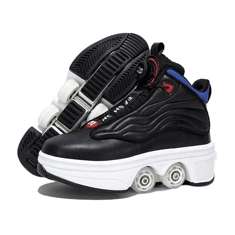 Unisex Automatic Retractable Roller Skates Women's High Top Sports Shoes with Wheels Dual-purpose Skating Sports Shoes