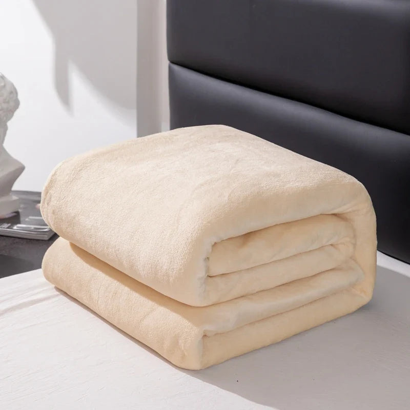 Flannel Fleece Blanket for Beds Solid Color Plain Winter Blanket Single/Queen/King Warm Soft Nap Blanket Manta Plaids for Winter