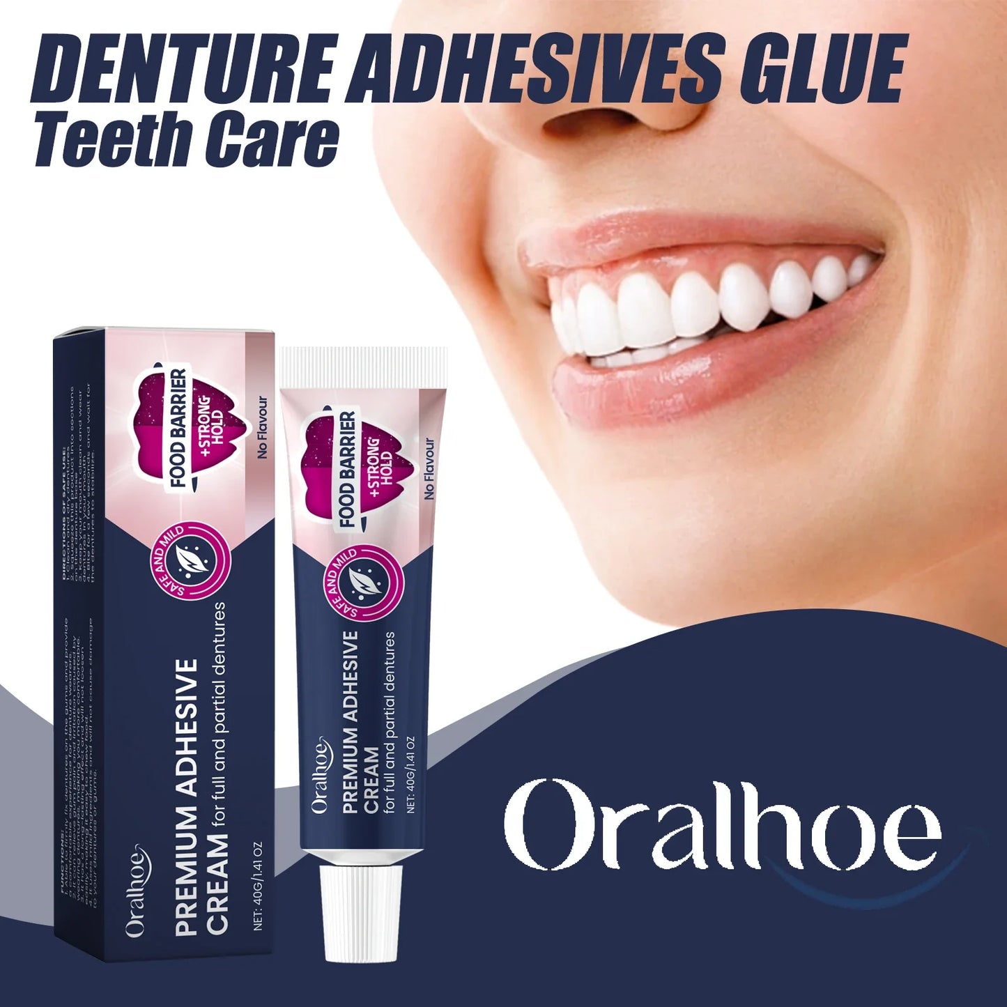 Denture Fixing Adhesive Cream Strong Complete Professional Dentures Glue Prevents Denture Loosening Care Fixed Adhesive 40g