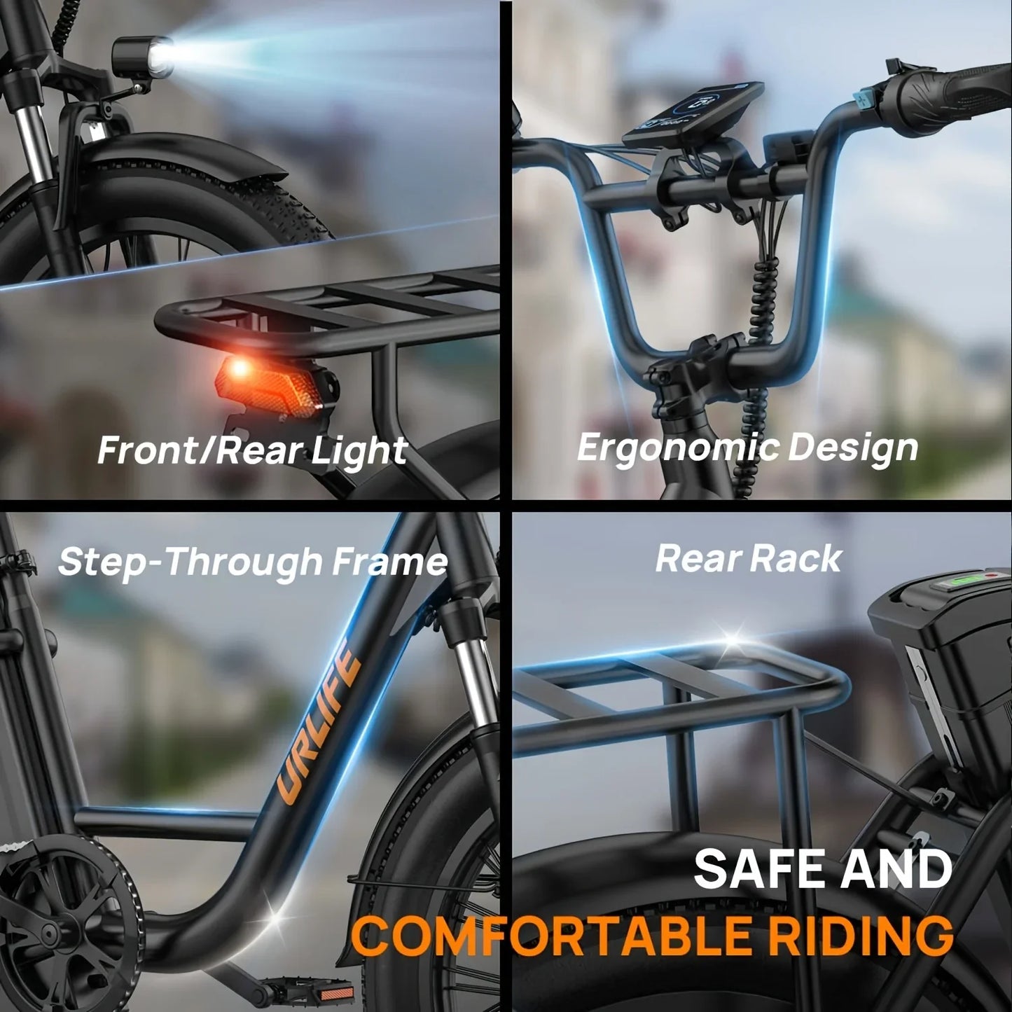 URLIFE 1000W E20 Electric Bike | 48V 13Ah Removable Battery, 20MPH, 20''X3" Fat Tire, 7-Speed E-Bike with Dual Disc Brake