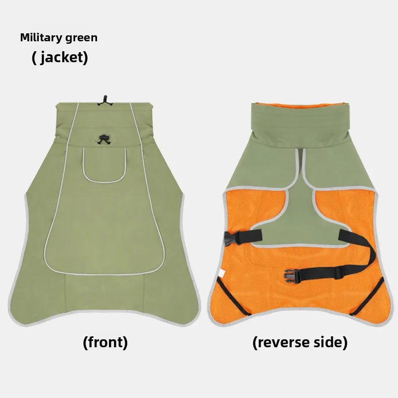 Dog Clothes Outdoor Jacket Outfit Waterproof Rainproof Clothing Coat Pet Outdoor Rain Dual Use Cloth Large Dog Pet Wind Clothes
