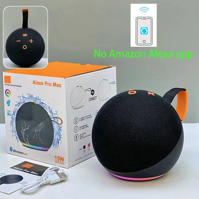 Bluetooth Speaker Subwoofe Portable Powerful Wireless Bass Alaxe Pro Max Music Outdoor Stereo Bluetooth Speaker LED