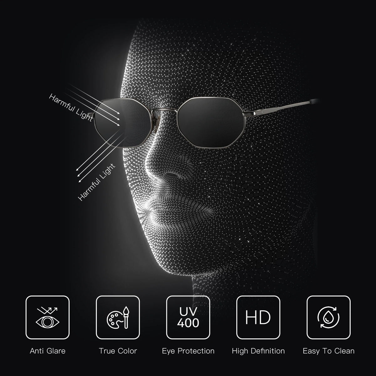 ZENOTTIC Retro Small Polygon Polarized Sunglasses Women Metal UV400 Sun Glasses Men Anti-Glare UV400 Goggles Driving Eyewear