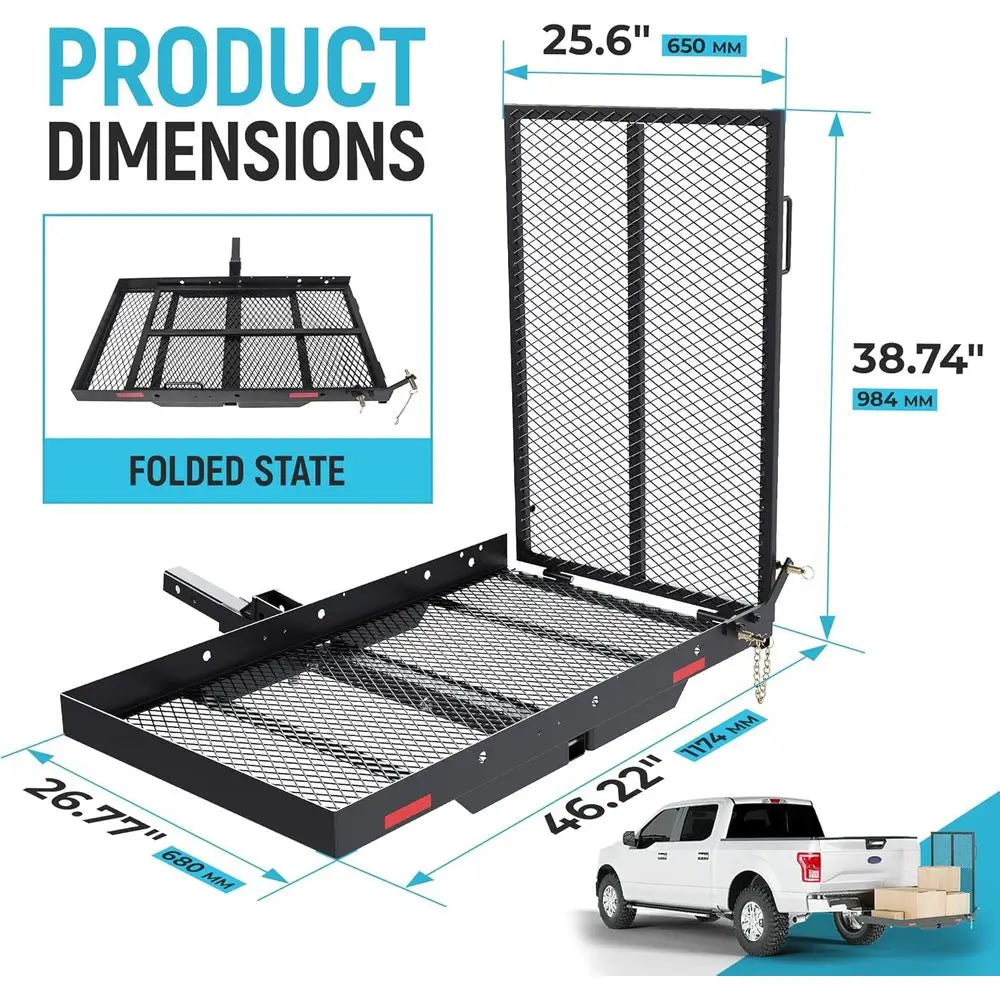 Foldable Trailer Hitch Cargo Carrier With Ramp 500 Lb Capacity