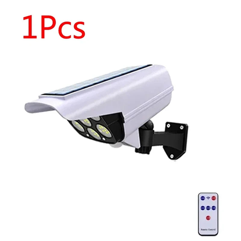 1-2pack 77led Solar Motion Sensor LED Light Outdoor Dummy Camera