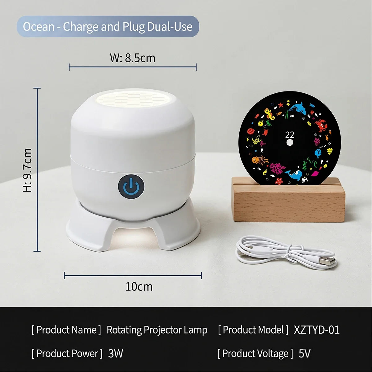 Ocean Projector LED Night Light 360° Rotating Projector Light USB Powered Dynamic Atmosphere Lamp for Living Room Bedroom Gifts