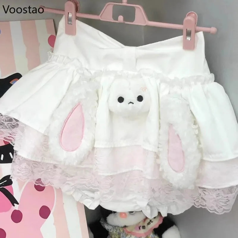 Falda de peluche de conejo Kawaii