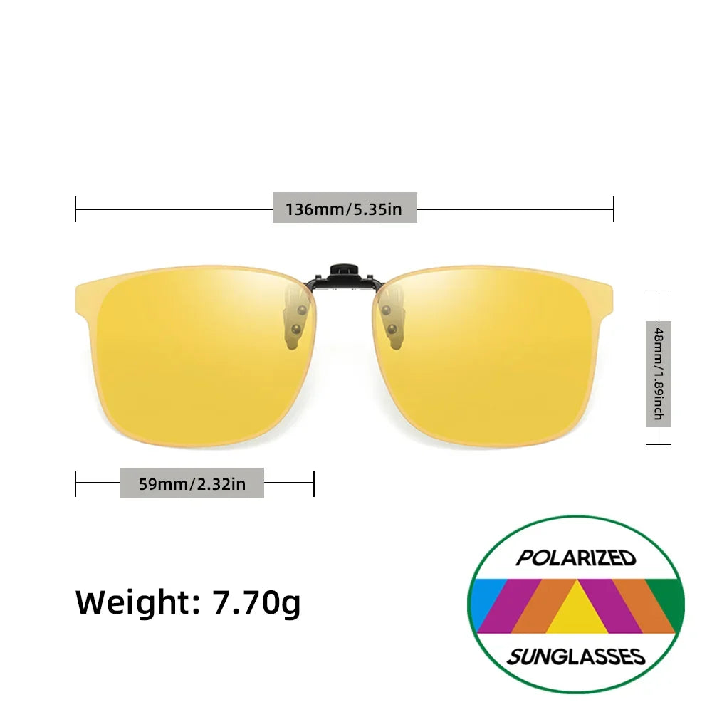 VIVIBEE Flip Up Clip On Night Vision Glasses Polarized Men Driving Yellow Sunglasses Women UV400 Fishing Universal Clips
