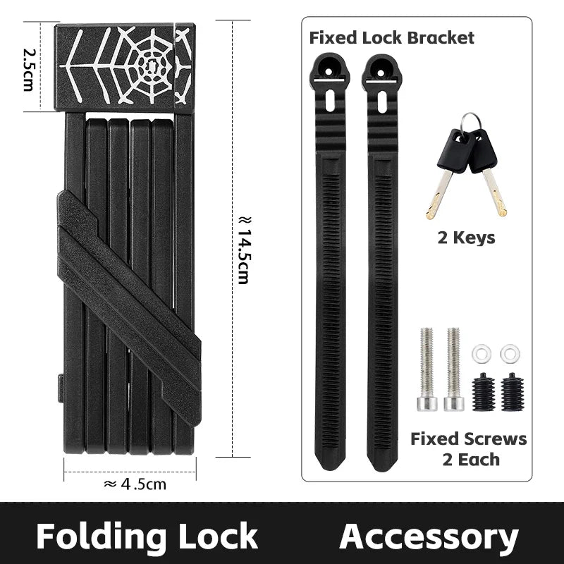 WEST BIKING Foldable Bike Lock Portable Anti-Theft Security Folding Padlock for MTB Road Bike E-bike Scooter Bicycle Accessories