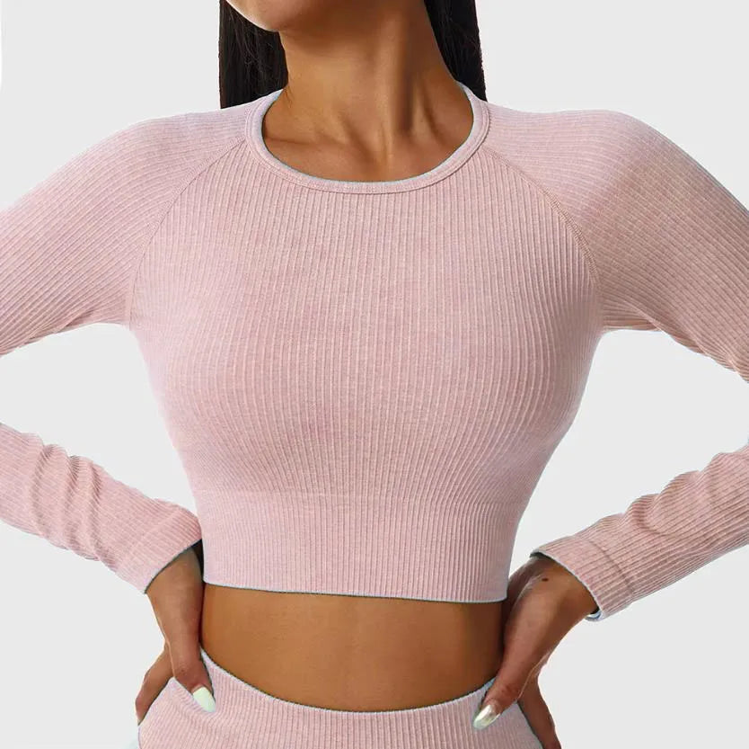 Women’s Long Sleeve Crop Gym Yoga Top