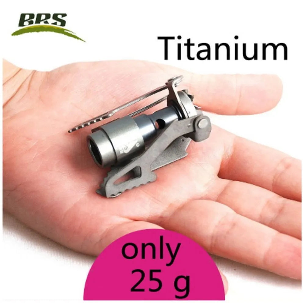 Brs-3000t Titanium Mini Camping Gas Burners 25g One-Piece Pocket Stove