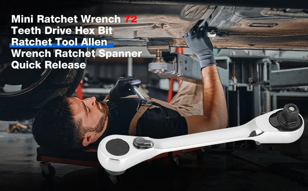Mini Double Headed Ratchet Wrench 1/4 Inch Drive Socket Screwdriver Bit Driver Quick Release Ratchet Wrench Hand Tools