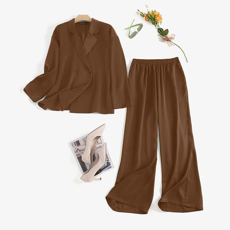 ZANZEA  2024 Fashion Women Loose Pants Sets Long Sleeve Shirts Wide Leg Pants Lady Casual Office Outfits Tracksuit Streetwears