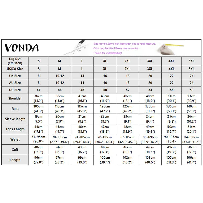 VONDA Women Plus Size Sets Elegant 2PCS Solid Color Two-piece Outfits Short Sleeve Summer Tops Long Skirts Streetwear Dress Sets