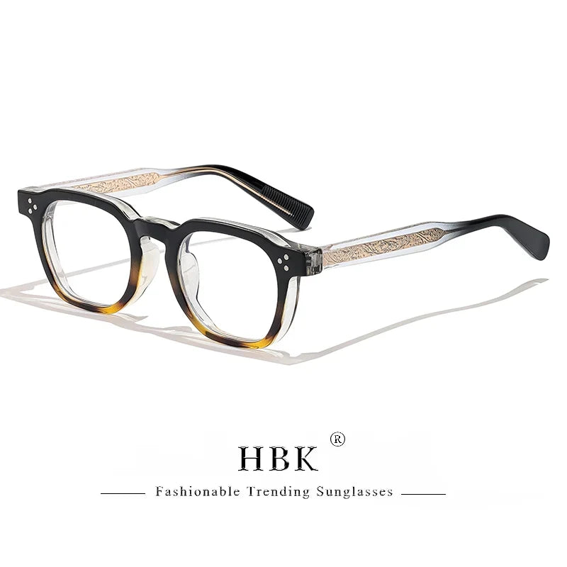HBK Retro Square Glasses Frames Men Flat Lenses Anti Blue Light TR90 Eyeglass Frames High-Quality Reading Eyeglasses for Women