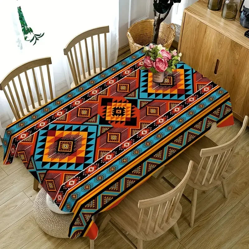 Southwest Ethnic Geometric Rectangle Tableclothholiday Party Decor Boho Aztec Pattern Polyester Table Cloths Kitchen Table Decor