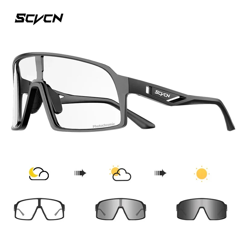 SCVCN Photochromic Cycling Glasses Men Women Running Sunglasses Outdoor Sports Motorcycle Bike Riding Eyewear Driving Fishing