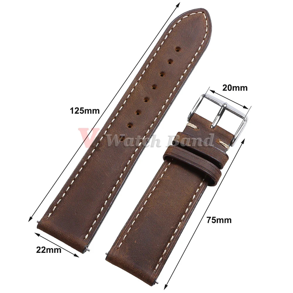 Garmin 14/18/20/22/24mm Quick Release Vintage Stitched Leather Band