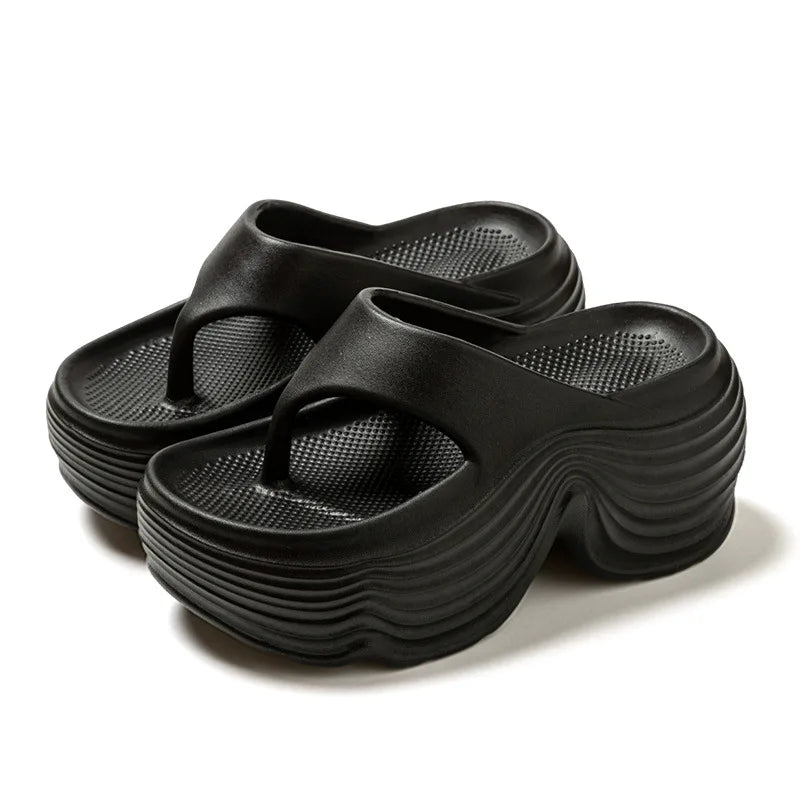 Women Beach Flip Flops Summer Platform Shoes Soft EVA Female Indoor Street Slippers Korean Style Girls Daily Walking Sandals