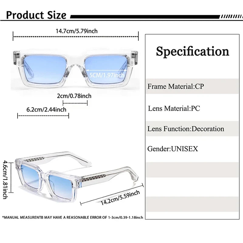 HBK Vintage Punk Men's Square Sunglasses Brand Design Small Frame Sun Glasses Party Travel Glasses Gift Ideal Choice