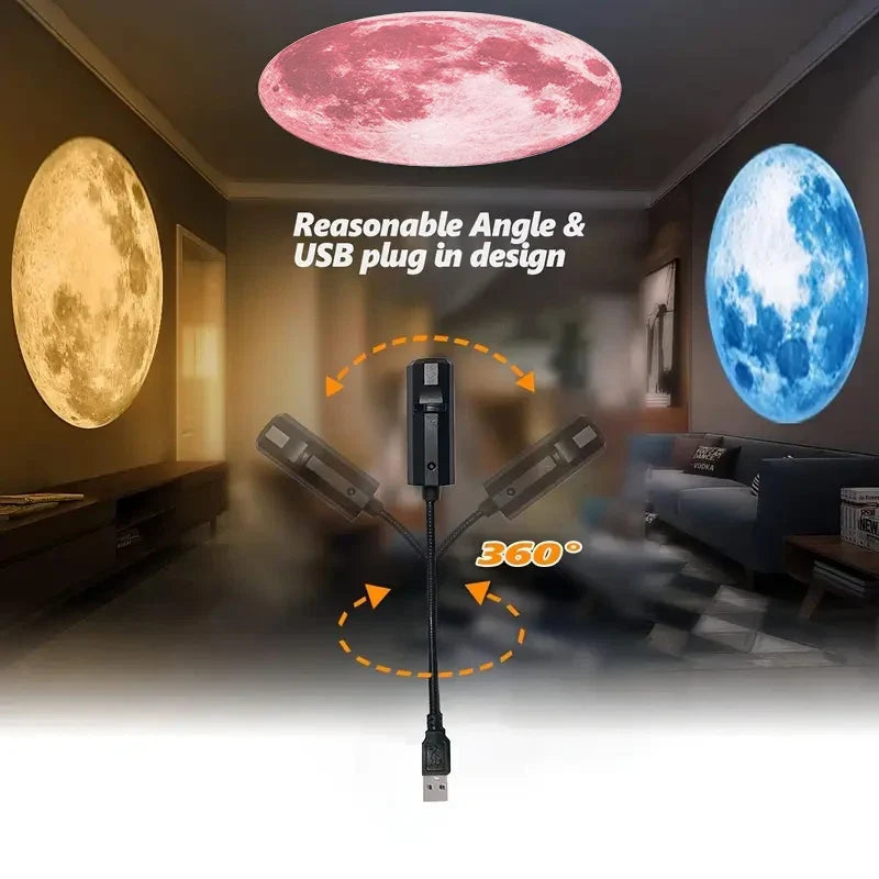 1 Piece + 3 Pieces of Moon Projection Lamp, Romantic Home Atmosphere