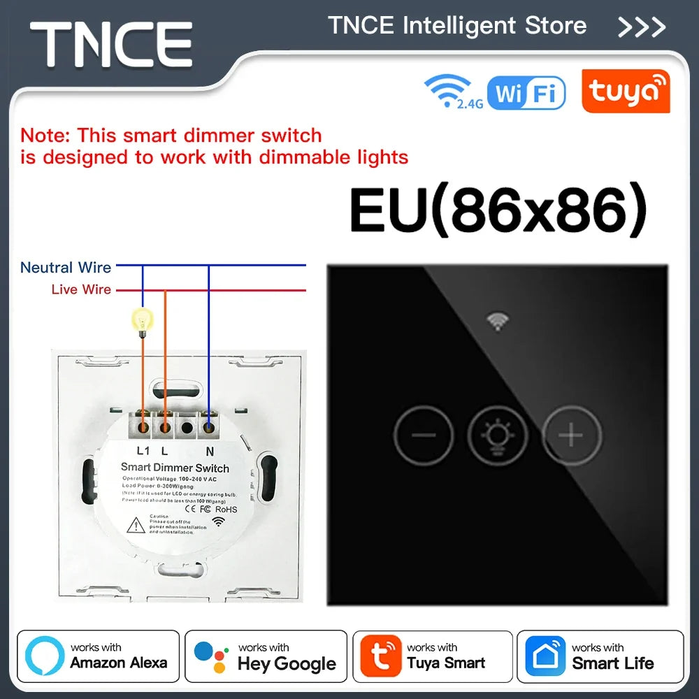 TNCE Tuya WIFI Light Dimmer Switch EU/US Brightness adjust LED Dimmer Breaker Module Smart Life Voice Control Alexa Google Home