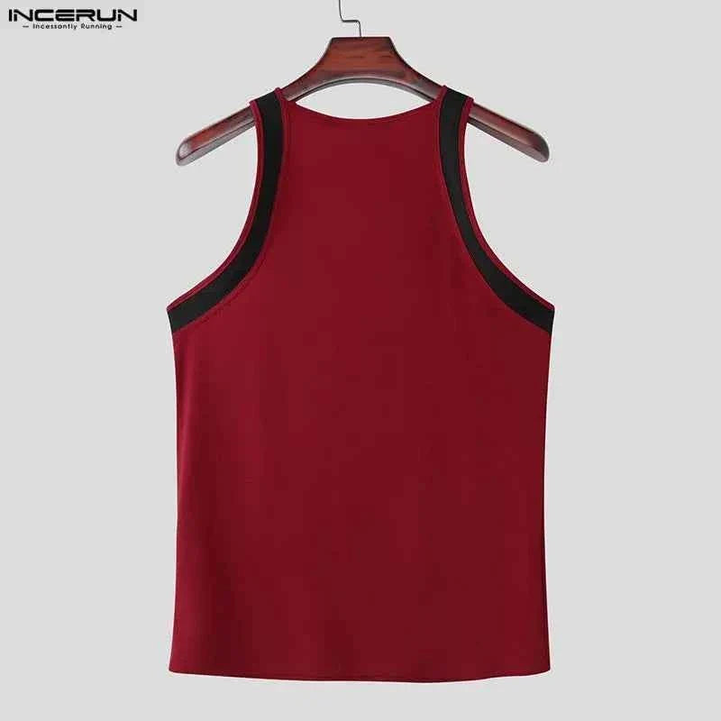 Men’s Patchwork Knit Tank Top Streetwear