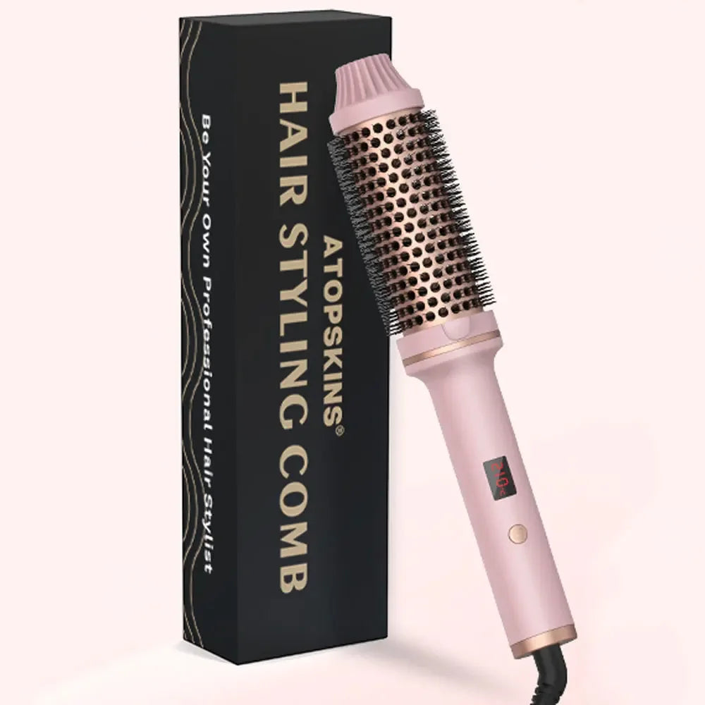 3 In 1 Hair Dryer Hot Air Brush Curling Iron Brush 32mm Electric Rotating Hair Curler Straightener Volumizing Brush Styler Dryer