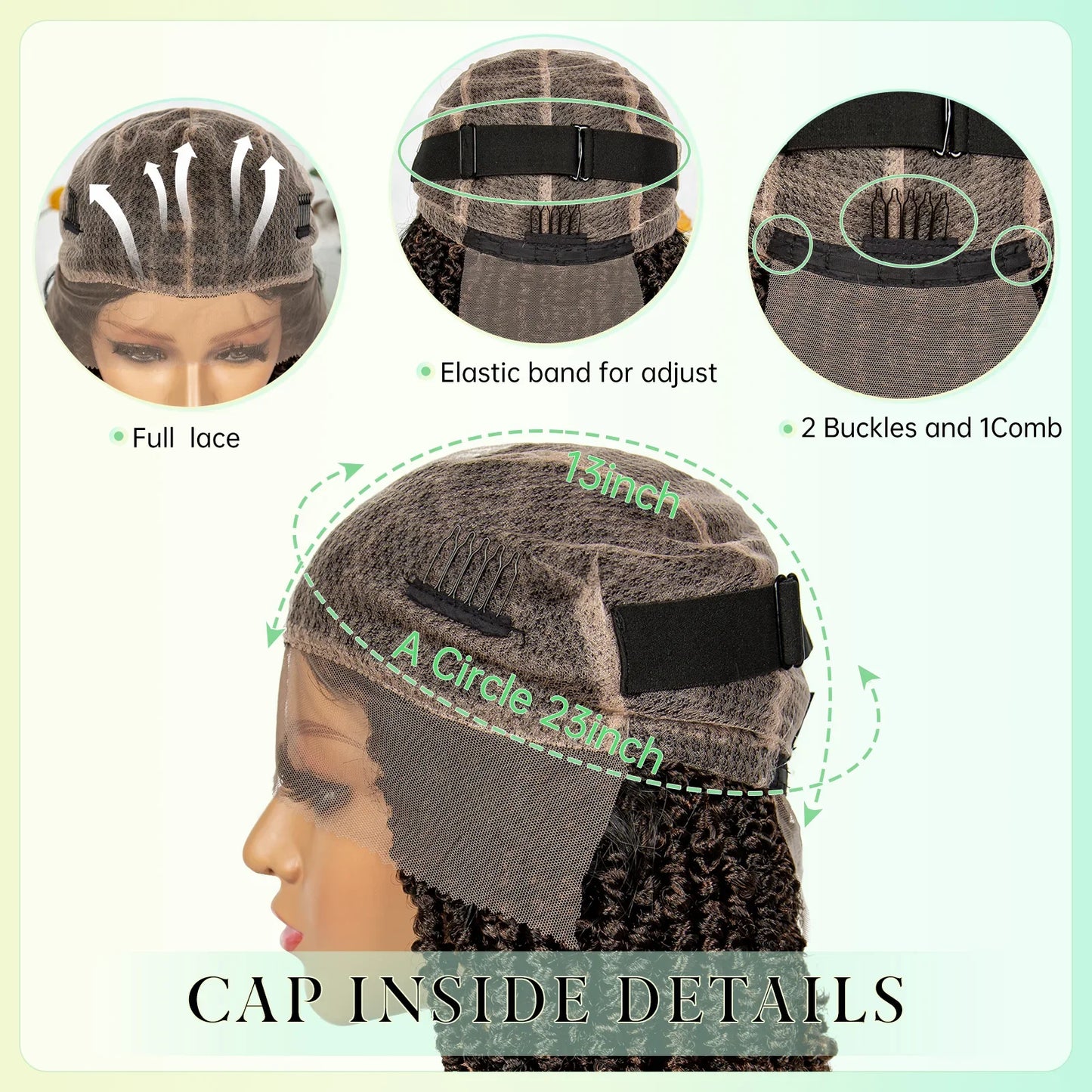 14Inch Full Lace Braided Wigs Synthetic Lace Frontal Twisted Braids Wigs with Baby Hair Knotless Box Braids Wig for Black Women