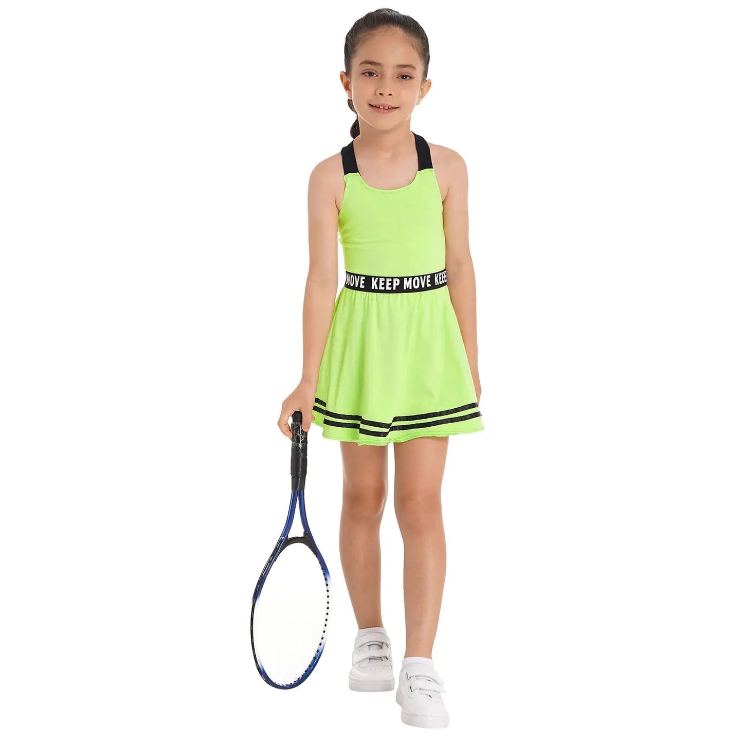 Girls' Sleeveless Tennis Dress with Shorts