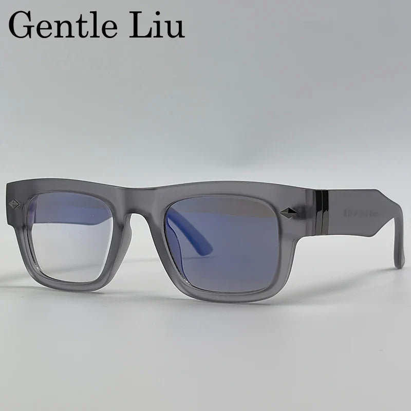 Retro Steampunk Square Photochromic Sunglasses Men Luxury Brand Design Oversized Thick Frame Rivet Sun Glasses For Male Eyewear