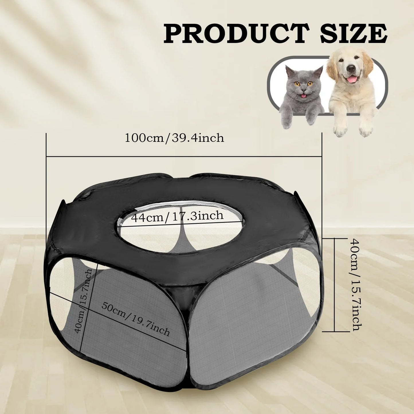 1pc Foldable Portable Pet Fence with Cover - Breathable Outdoor Playpen Suitable for Small Animals