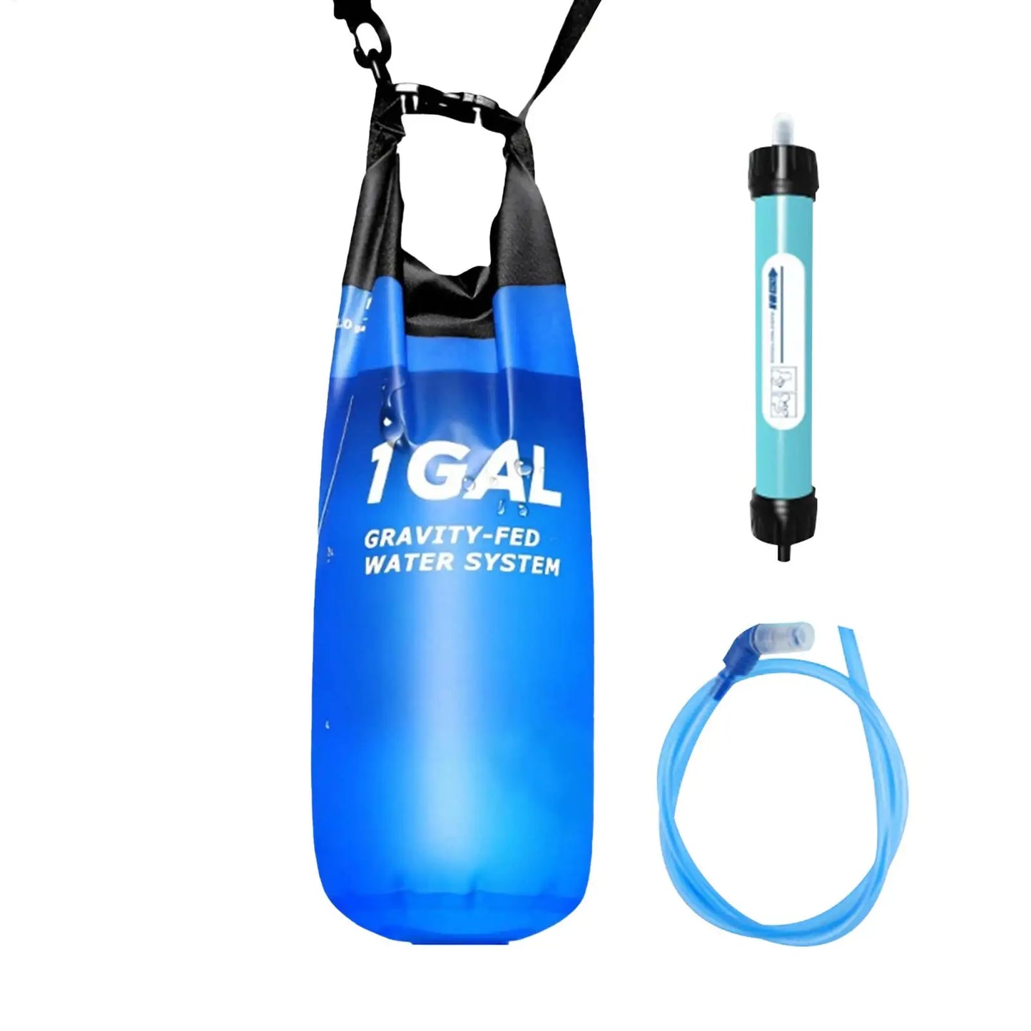 Camping Gravitys Water Bag With Water Filter And Hose Folding Water Filter Straw Water Bag Filtering Bucket Bag Survival Gear
