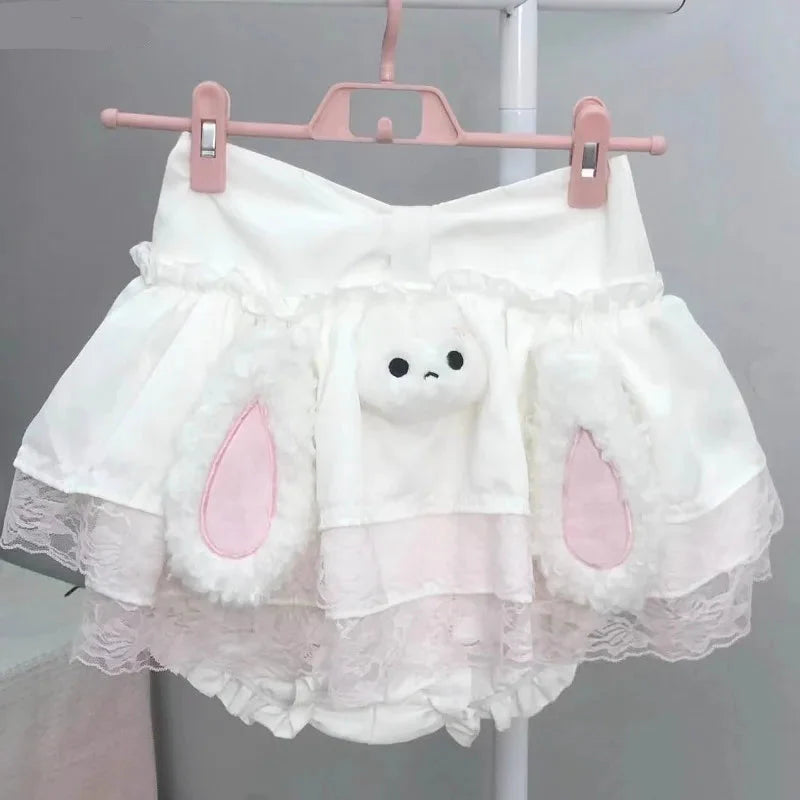 Falda de peluche de conejo Kawaii