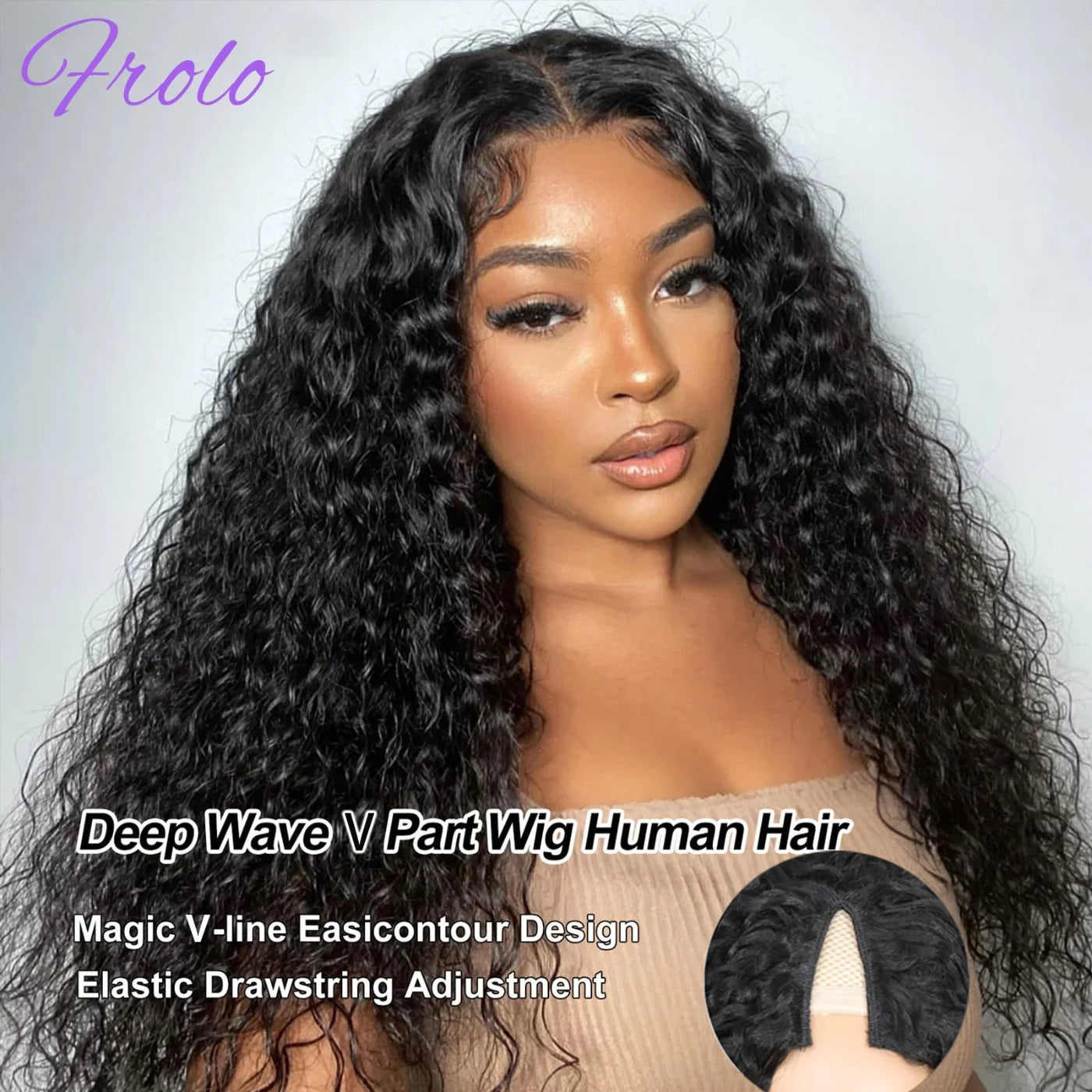 210 Density V Part Wig Human Hair Curly Upgrade U Part Wig Glueless V Shape Wig Brazilian Virgin Human Hair Wig Black Color