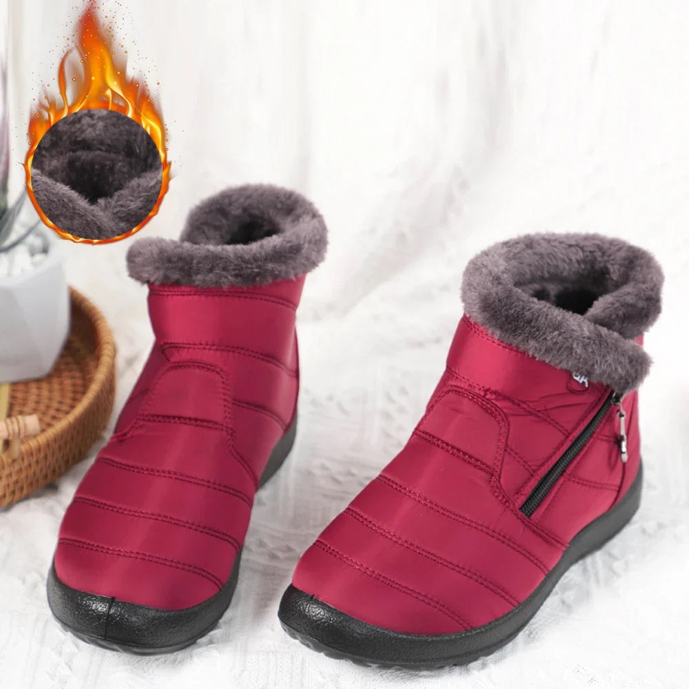 Winter Women Boots Waterproof Snow Boots Plus Size Casual Flat Women Casual Shoes Warm Fur Female Boots Antislip Cotton Shoes