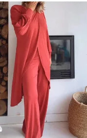 Casual Long Sleeve Tshirt Pants Set Office Lady Spring Summer Elegant Fashion Solid Tops Pants Two Piece Set Women 2024 Outfit