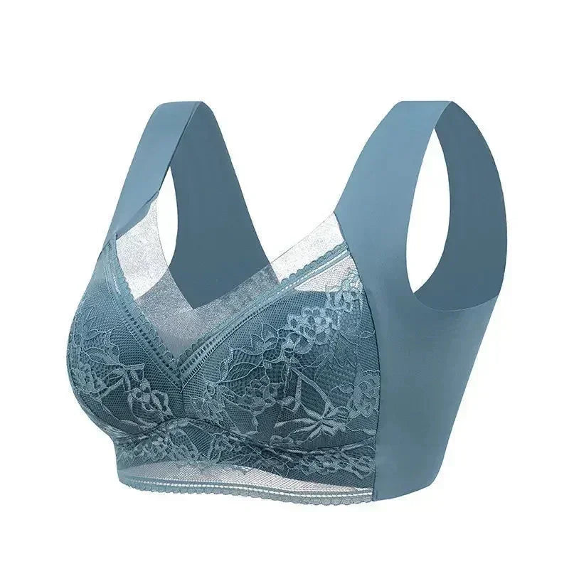 L-6L Mujeres Sujetador Grande Push Up Seda de Hielo Sin Costuras Sujetador Bralette Encaje Sin Aros Sujetadores de Verano Talla Grande Lencería Ropa Interior 15019