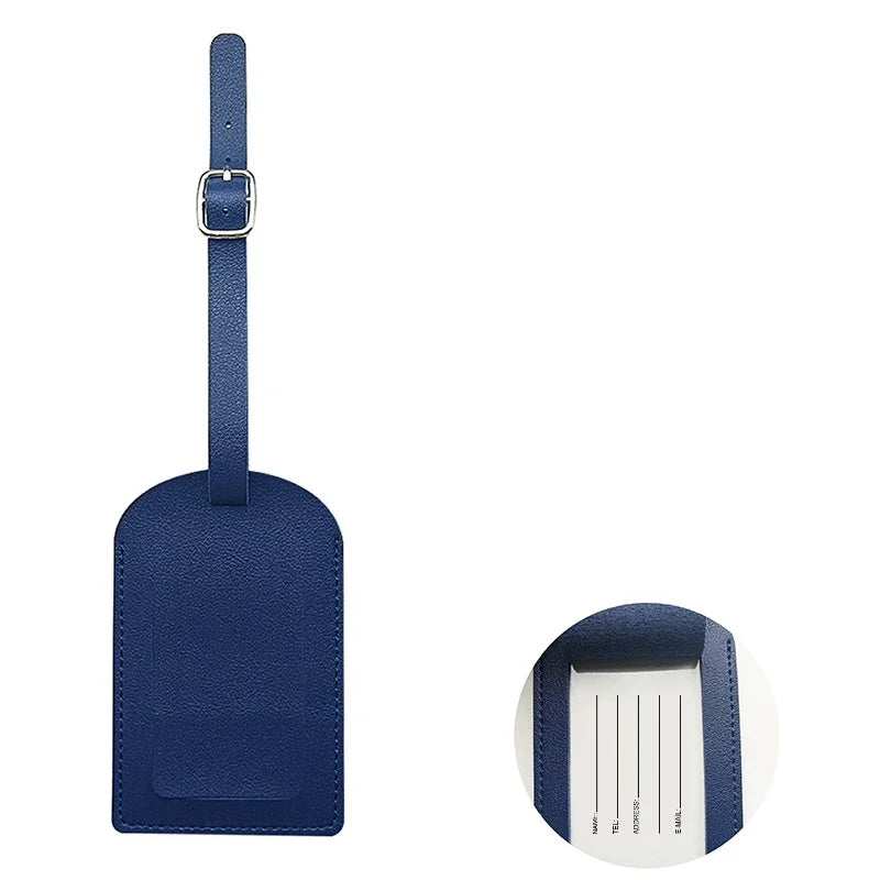 PU Leather Boarding Bag Tag Travel Luggage For Women Men Suitcase Identifier Label Baggage Name ID Address Holder Accessories