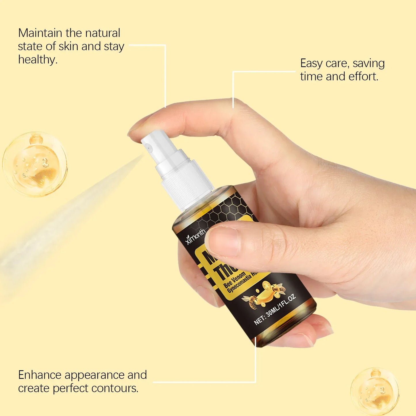 15ml Men's Bee Male Breast Warming Oil Chest Firming Massage Serum Chest Firming Oil Skin Care