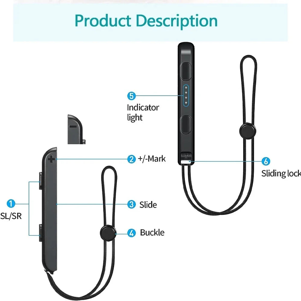 GAMINJA 2Pcs Gamepad Wrist Strap For Switch Joycon Replacement Joy Con Controller Wrist Strap Lanyard Built in aluminum alloy