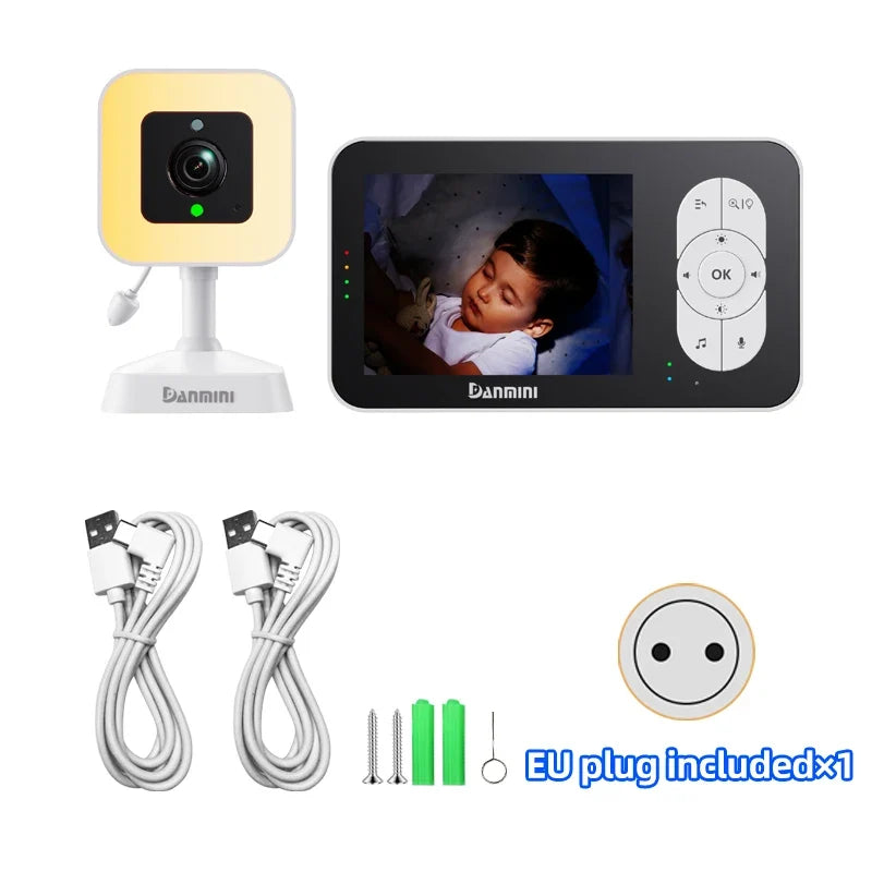 DANMINI New 3.5' RGB Night Light Baby Monitor with Night Vision Temperature Detection Voice Intercom Baby Nanny Security Camera