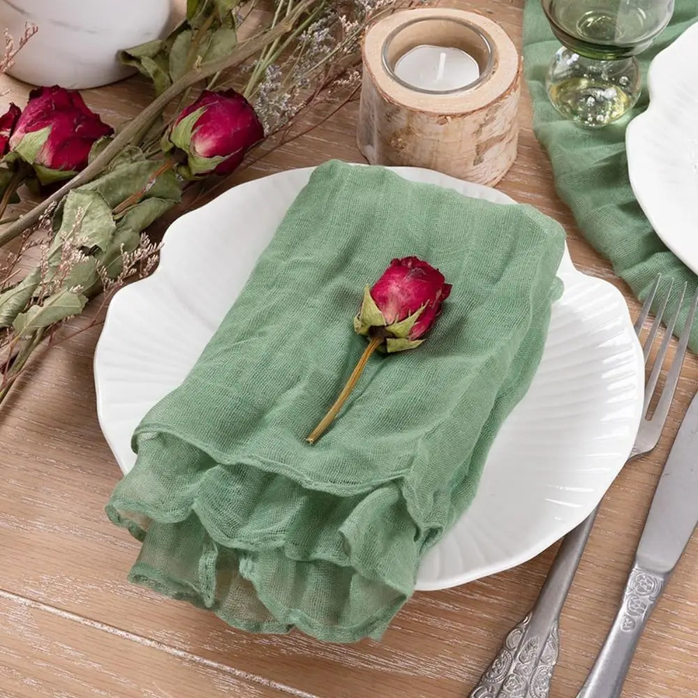 Party Supply Table Decoration Gauze Napkin Soft Thin Cotton Napkin Retro Reusable Placemats Hotel