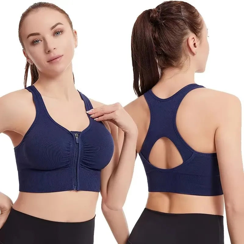 Sujetador deportivo para mujer con cremallera frontal