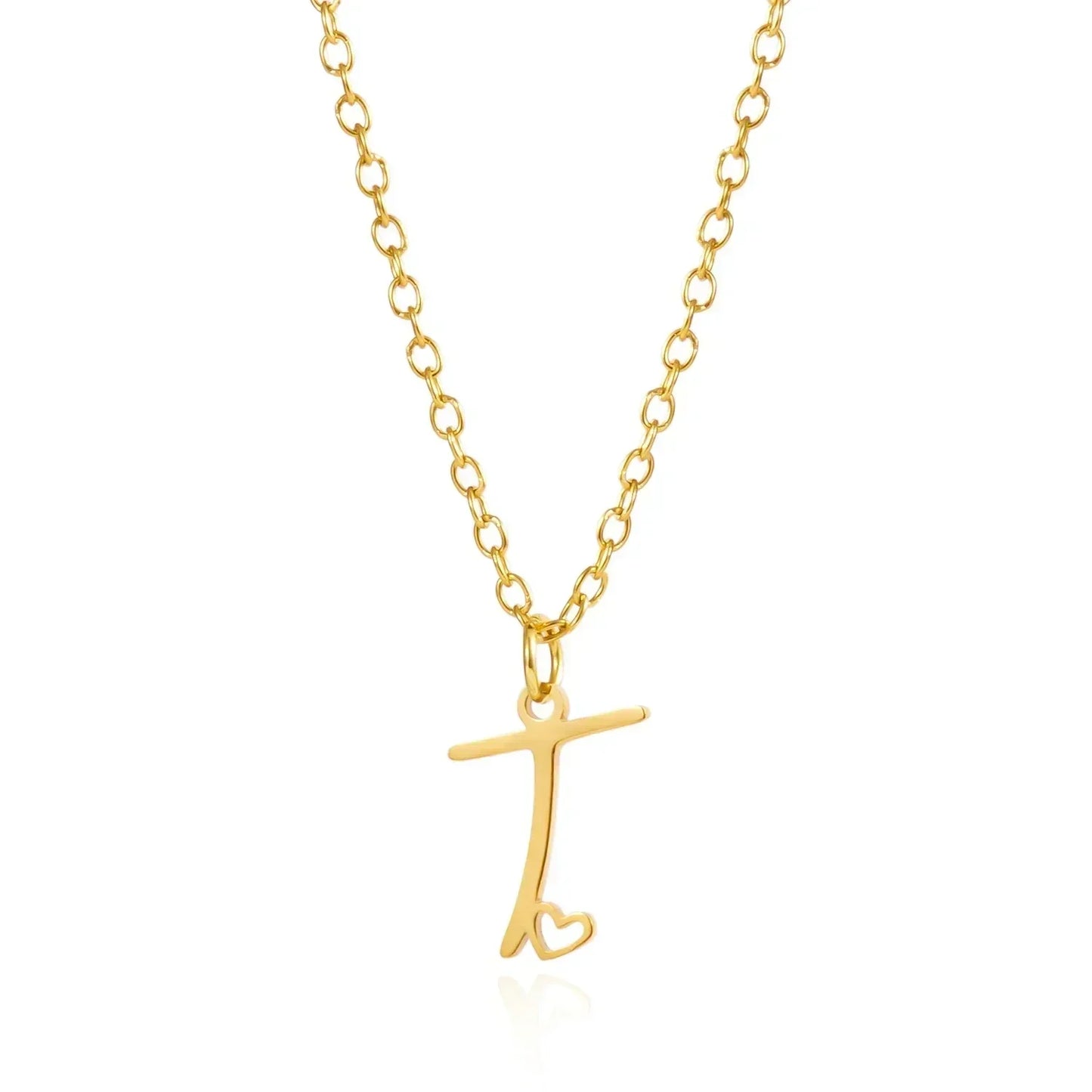 26 Initial Letters Heart Pendant Stainless Steel Necklace for Women Gold Color A-Z Alphabet Choker Chain Birthday Jewelry Gift